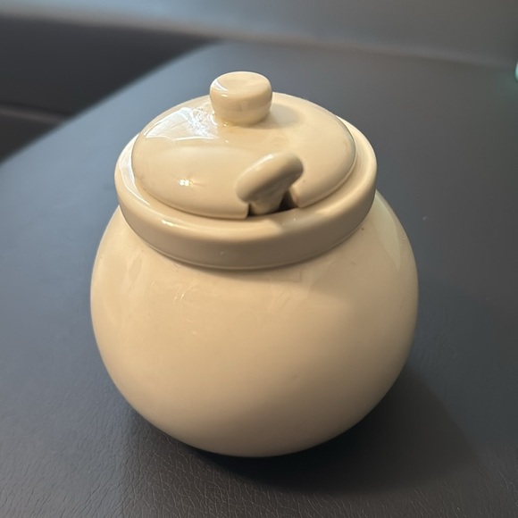 🔴🍀VINTAGE LA MOUTARDE MUSTARD CONDIMENTS LID JAR SPOON GALLERY ORIGINALS 1984 - Picture 2 of 4